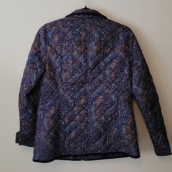 Talbots quilted jacket.  Navy paisley.  Size XS.  Gorgeous! - Picture 7 of 8